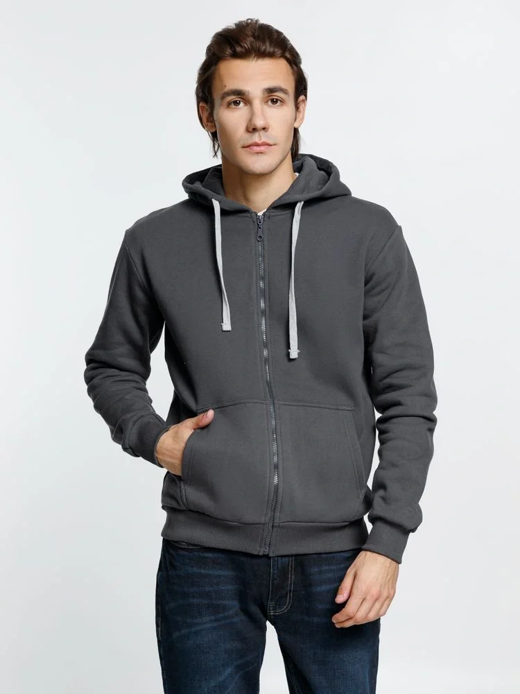 Толстовка на молнии с капюшоном Siverga Heavy, темно-серая (графит) - фото 4