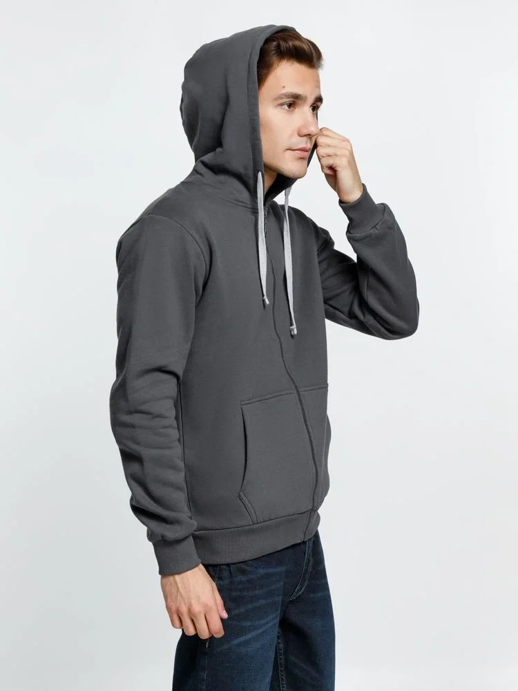Толстовка на молнии с капюшоном Siverga Heavy, темно-серая (графит) - фото 5