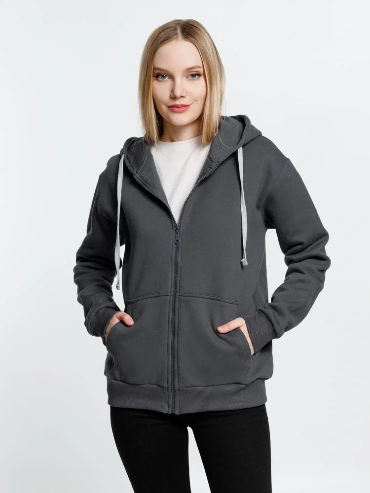 Толстовка на молнии с капюшоном Siverga Heavy, темно-серая (графит) - фото 8