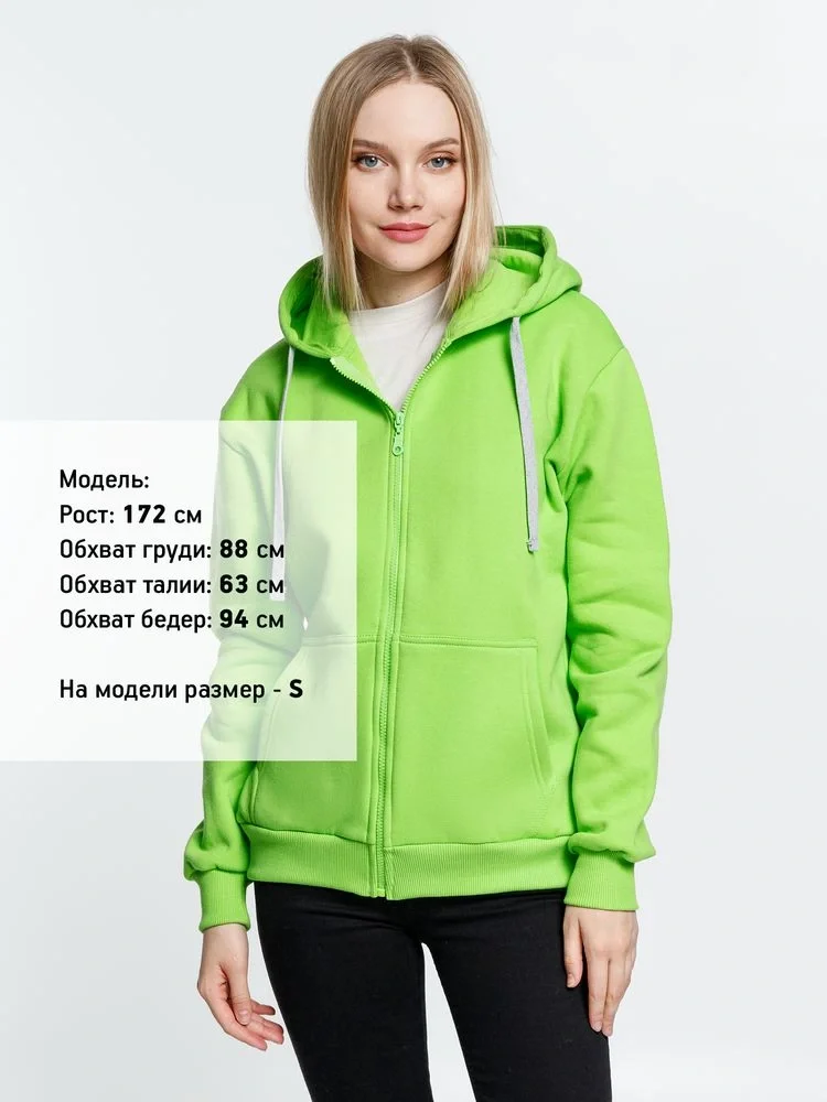 Толстовка на молнии с капюшоном Siverga Heavy, зеленое яблоко - фото 3