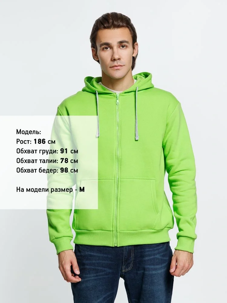 Толстовка на молнии с капюшоном Siverga Heavy, зеленое яблоко - фото 7