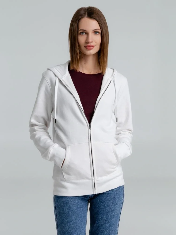 Толстовка на молнии с капюшоном унисекс King, белая - фото 11