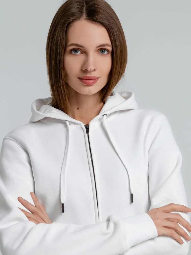 Толстовка на молнии с капюшоном унисекс King, белая - фото 14