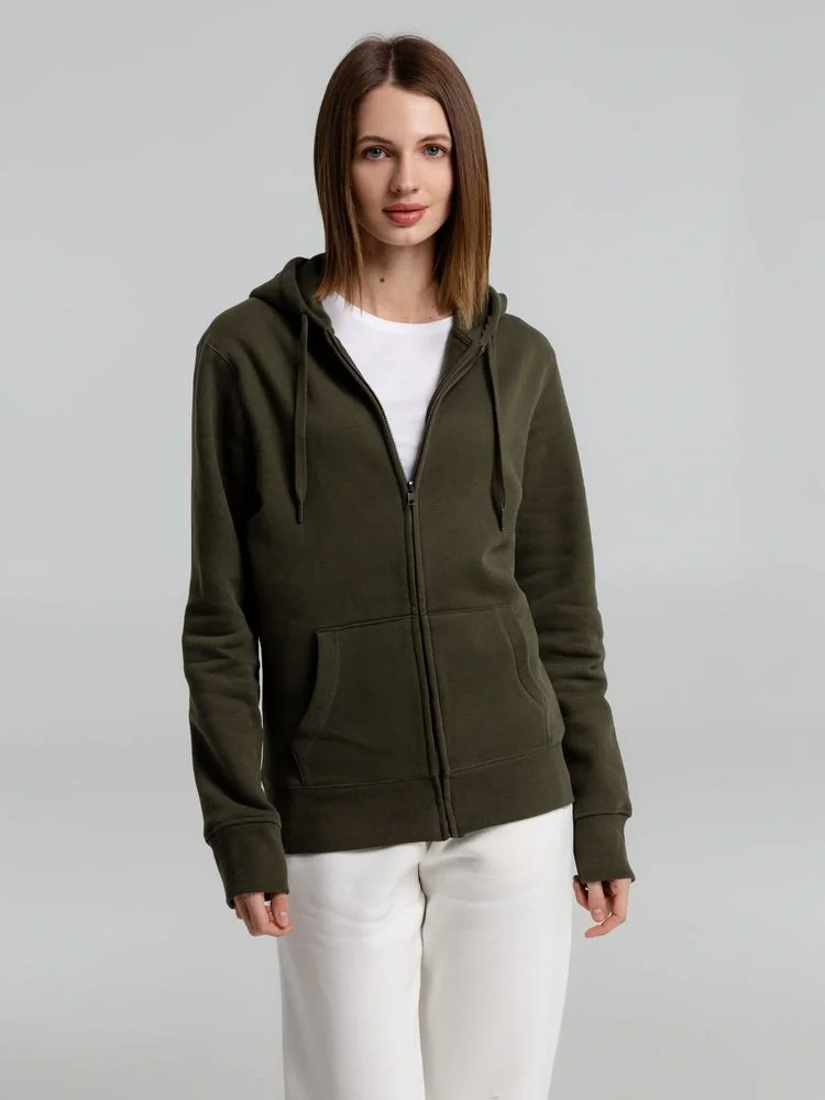 Толстовка на молнии с капюшоном унисекс King, хаки - фото 11