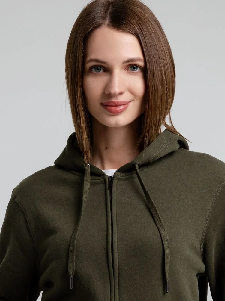 Толстовка на молнии с капюшоном унисекс King, хаки - фото 14