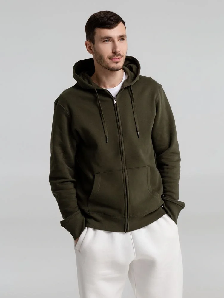 Толстовка на молнии с капюшоном унисекс King, хаки - фото 15