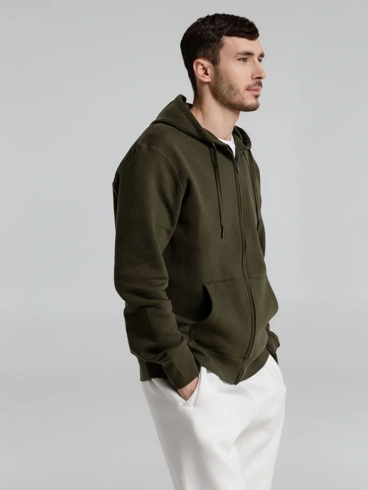 Толстовка на молнии с капюшоном унисекс King, хаки - фото 16