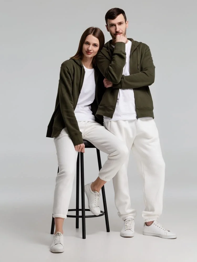 Толстовка на молнии с капюшоном унисекс King, хаки - фото 19