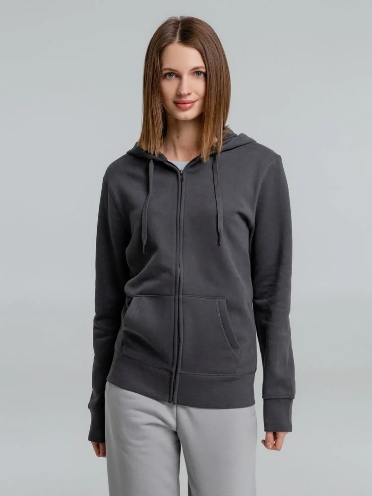 Толстовка на молнии с капюшоном унисекс King, темно-серая - фото 11