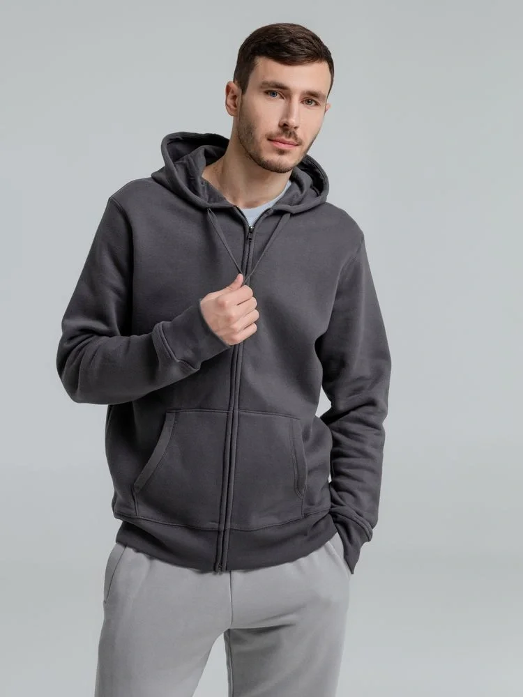 Толстовка на молнии с капюшоном унисекс King, темно-серая - фото 15