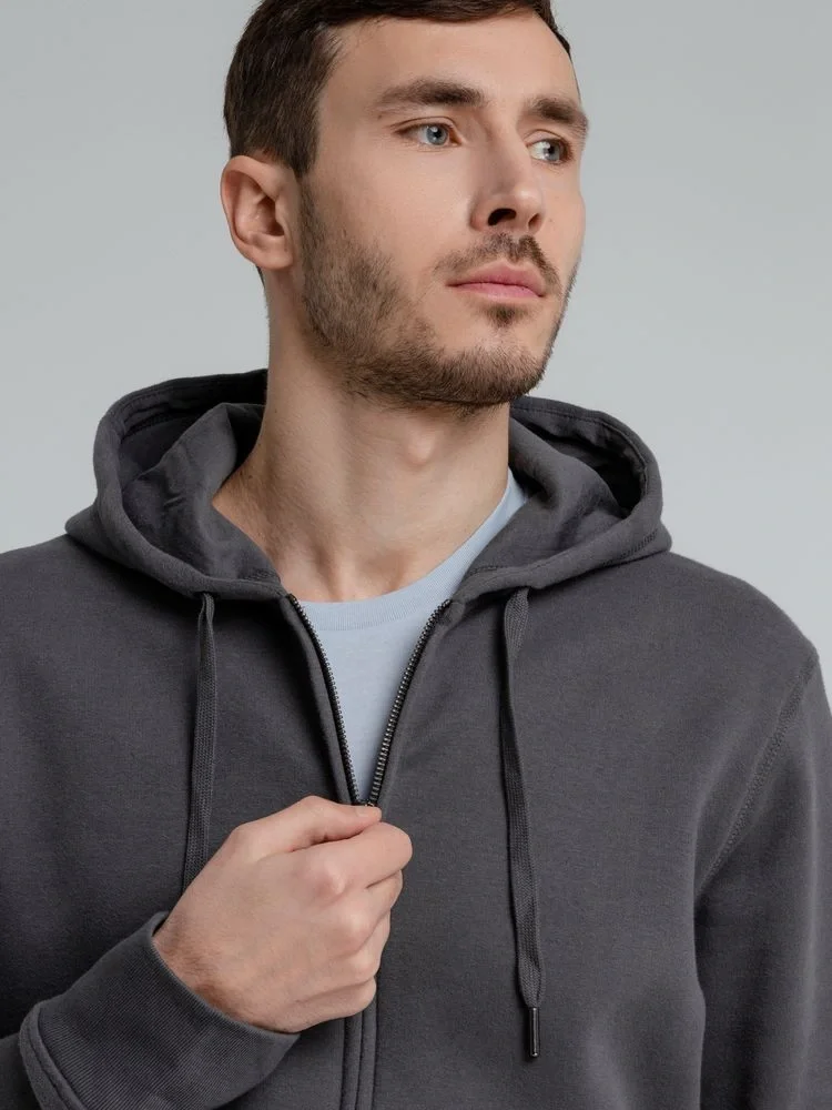 Толстовка на молнии с капюшоном унисекс King, темно-серая - фото 18