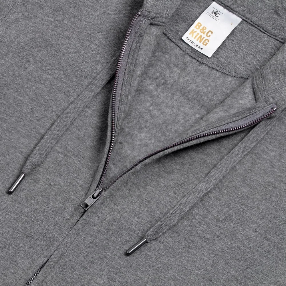 Толстовка на молнии с капюшоном унисекс King, темно-серый меланж - фото 10