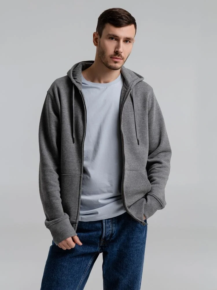 Толстовка на молнии с капюшоном унисекс King, темно-серый меланж - фото 11