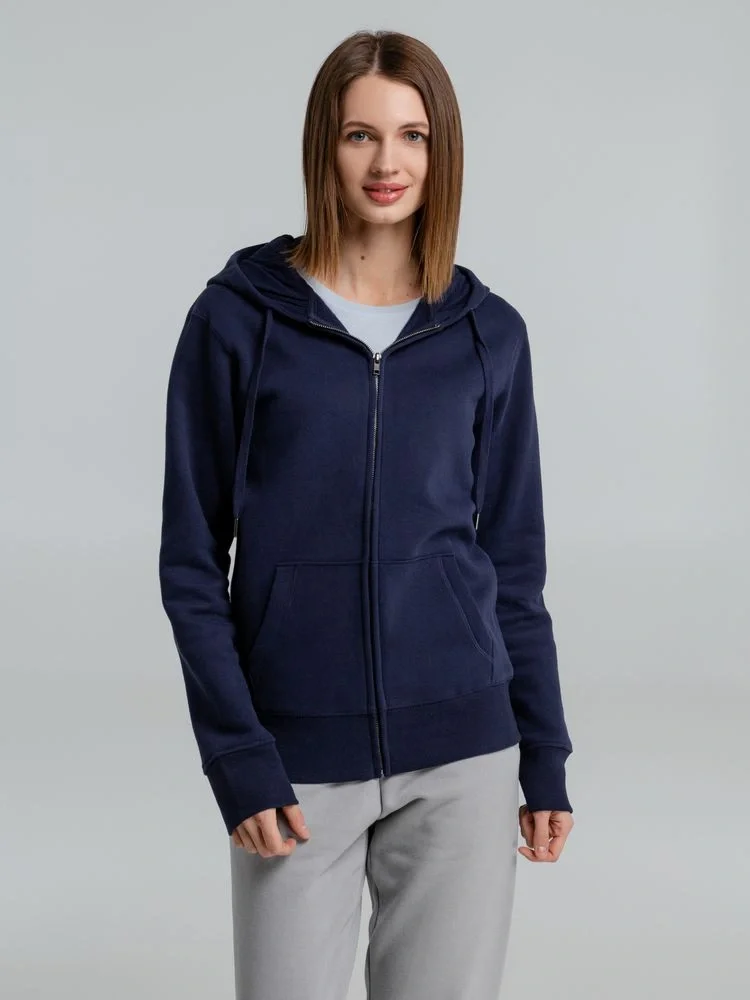 Толстовка на молнии с капюшоном унисекс King, темно-синяя - фото 11