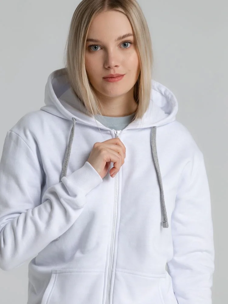 Толстовка на молнии с капюшоном Unit Siverga Heavy, белая - фото 21