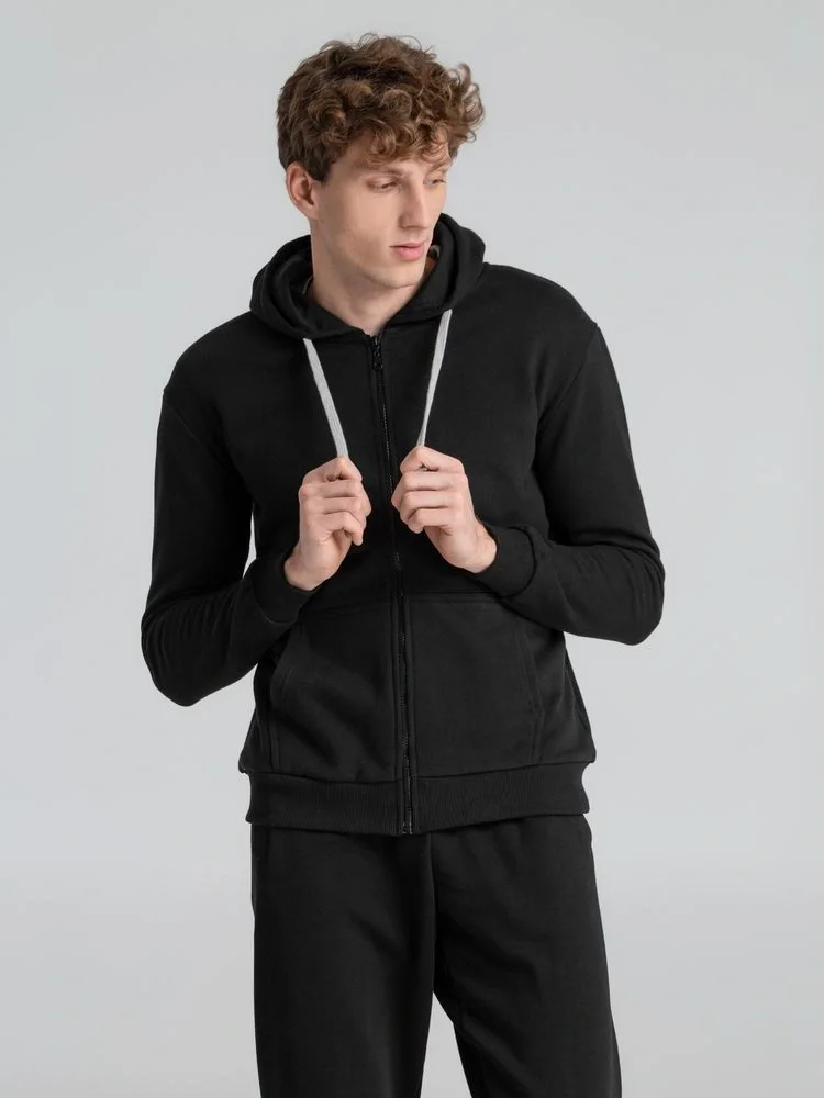 Толстовка на молнии с капюшоном Unit Siverga Heavy, черная - фото 18
