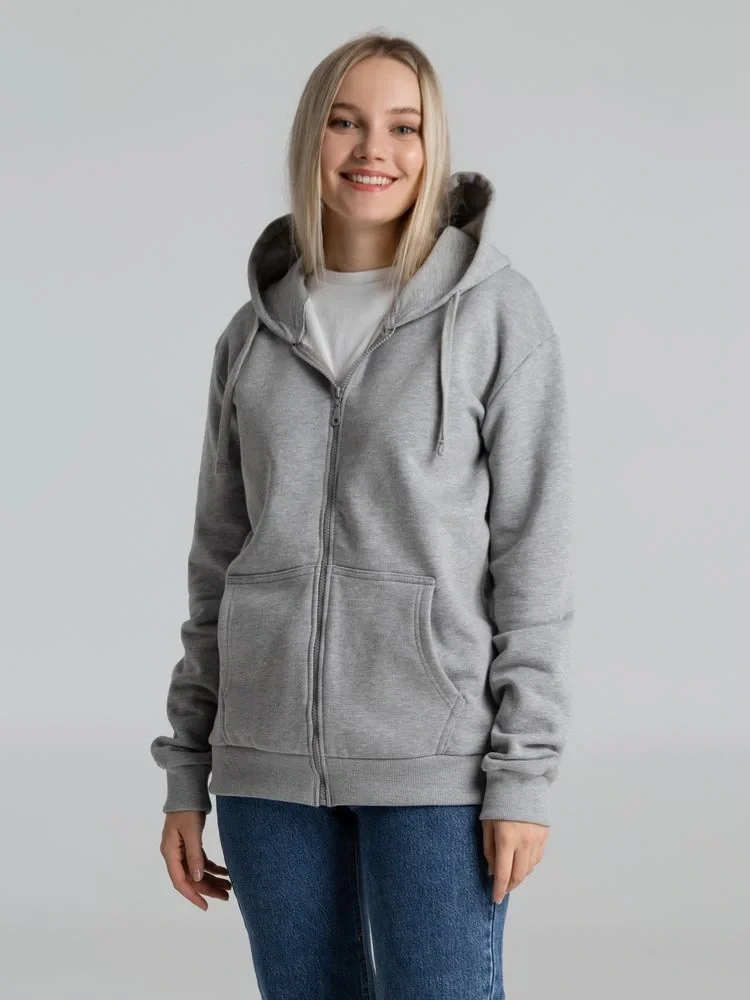 Толстовка на молнии с капюшоном Unit Siverga Heavy, серый меланж - фото 15