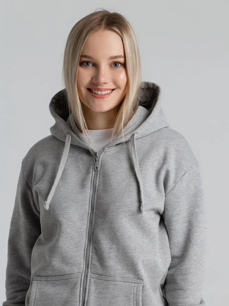 Толстовка на молнии с капюшоном Unit Siverga Heavy, серый меланж - фото 17