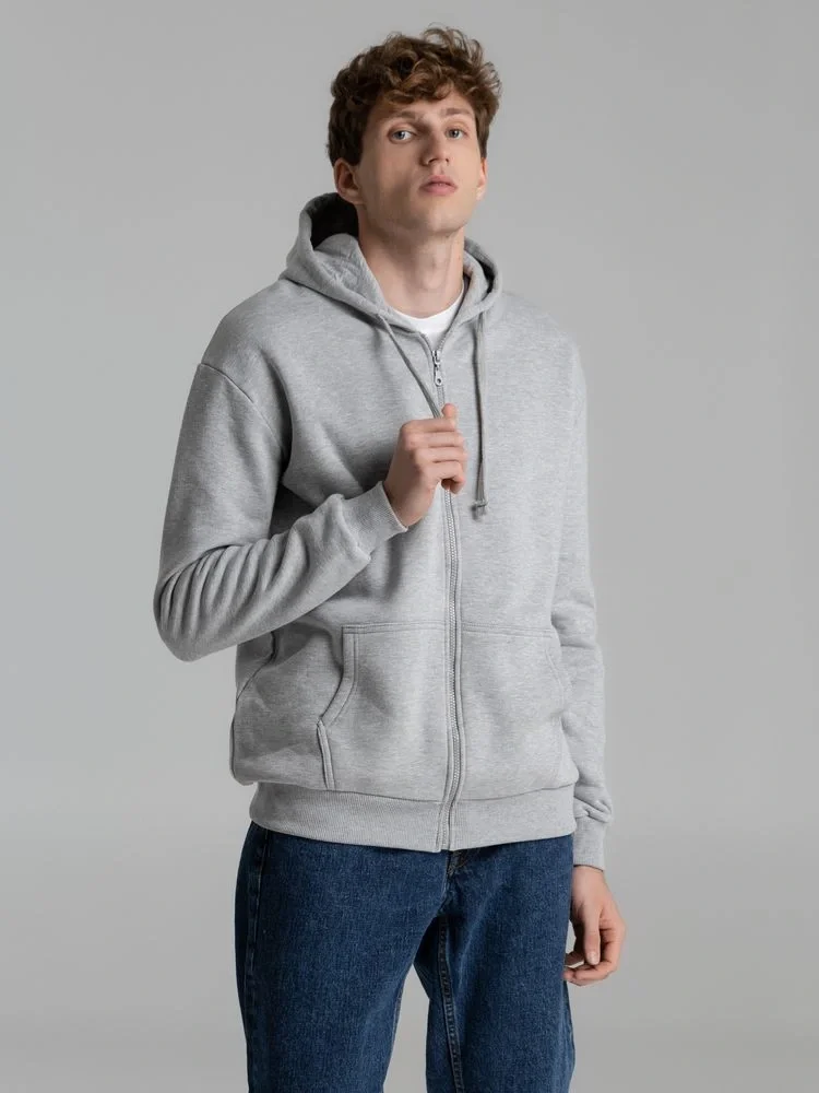 Толстовка на молнии с капюшоном Unit Siverga Heavy, серый меланж - фото 19