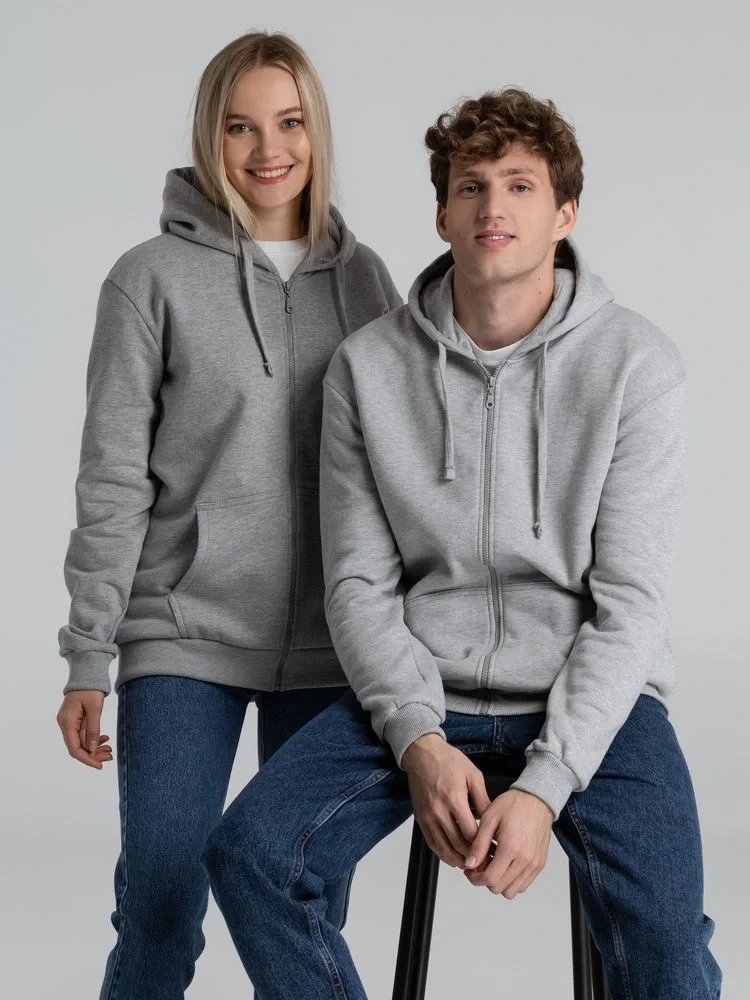 Толстовка на молнии с капюшоном Unit Siverga Heavy, серый меланж - фото 23