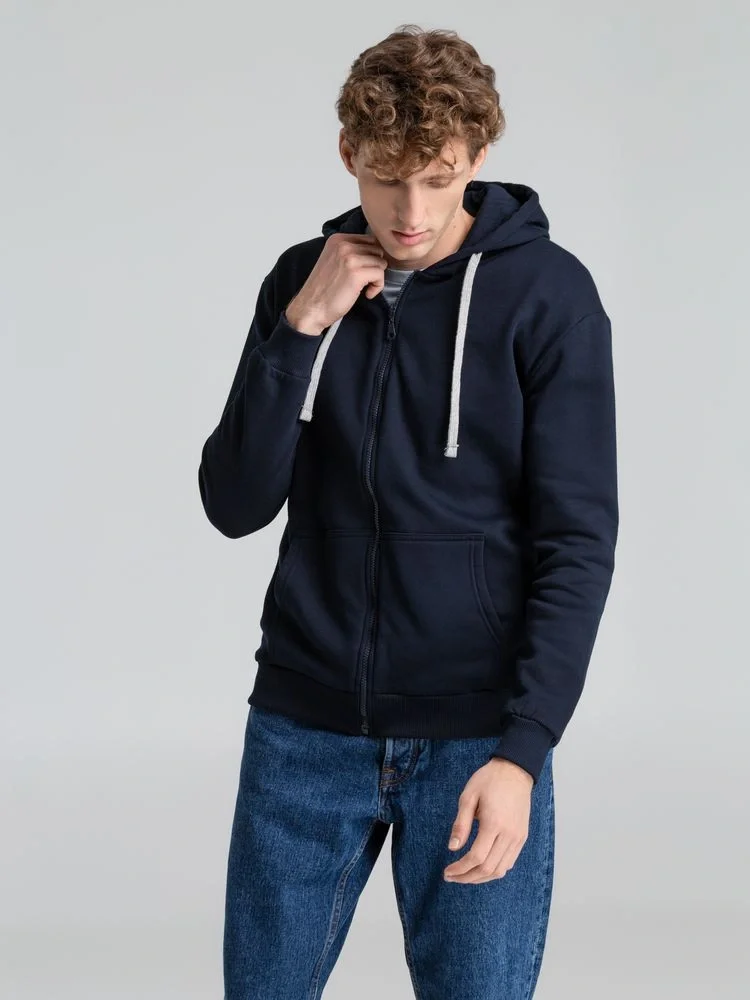 Толстовка на молнии с капюшоном Unit Siverga Heavy, темно-синяя - фото 18