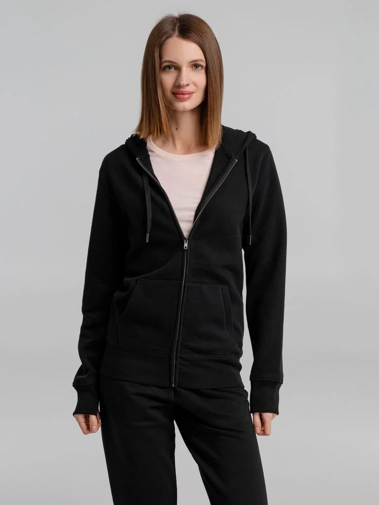 Толстовка на молнии с капюшоном унисекс King, черная - фото 15