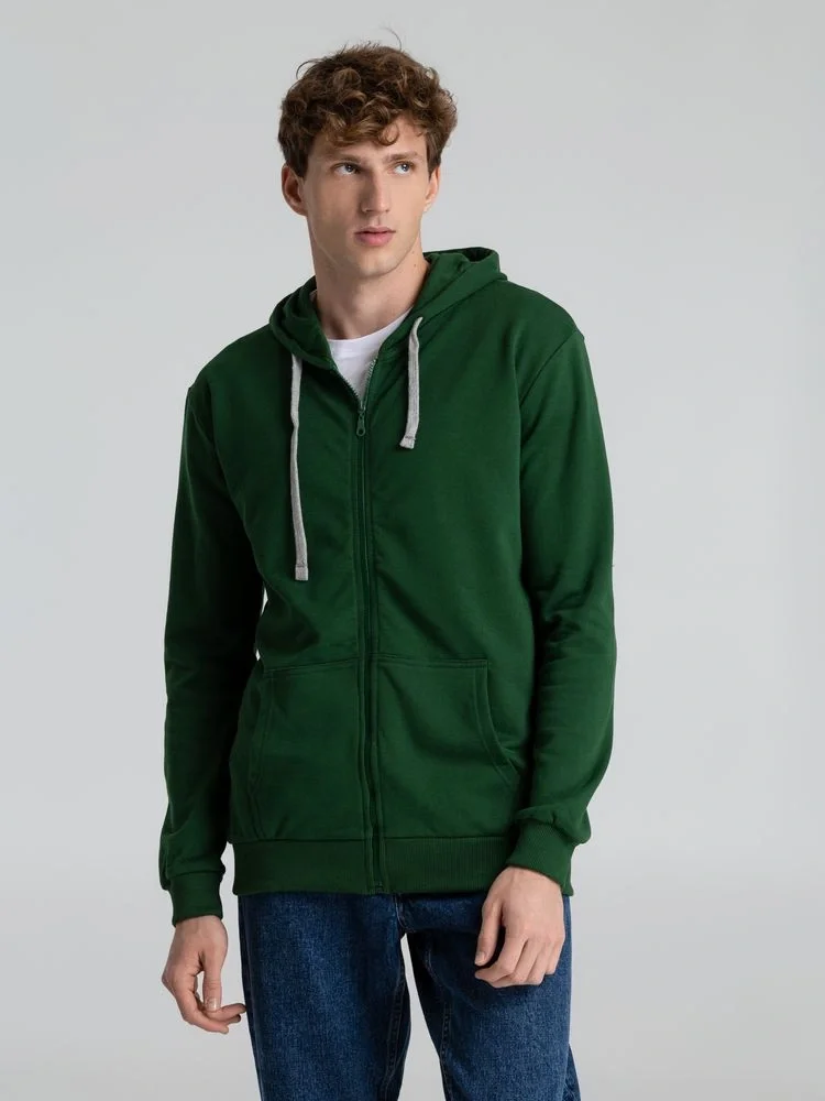 Толстовка с капюшоном на молнии Unit Siverga Heavy, темно-зеленая - фото 15