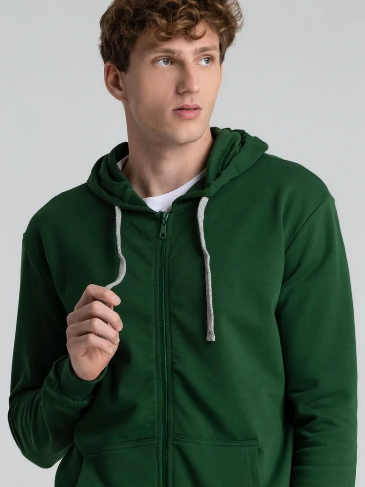 Толстовка с капюшоном на молнии Unit Siverga Heavy, темно-зеленая - фото 17