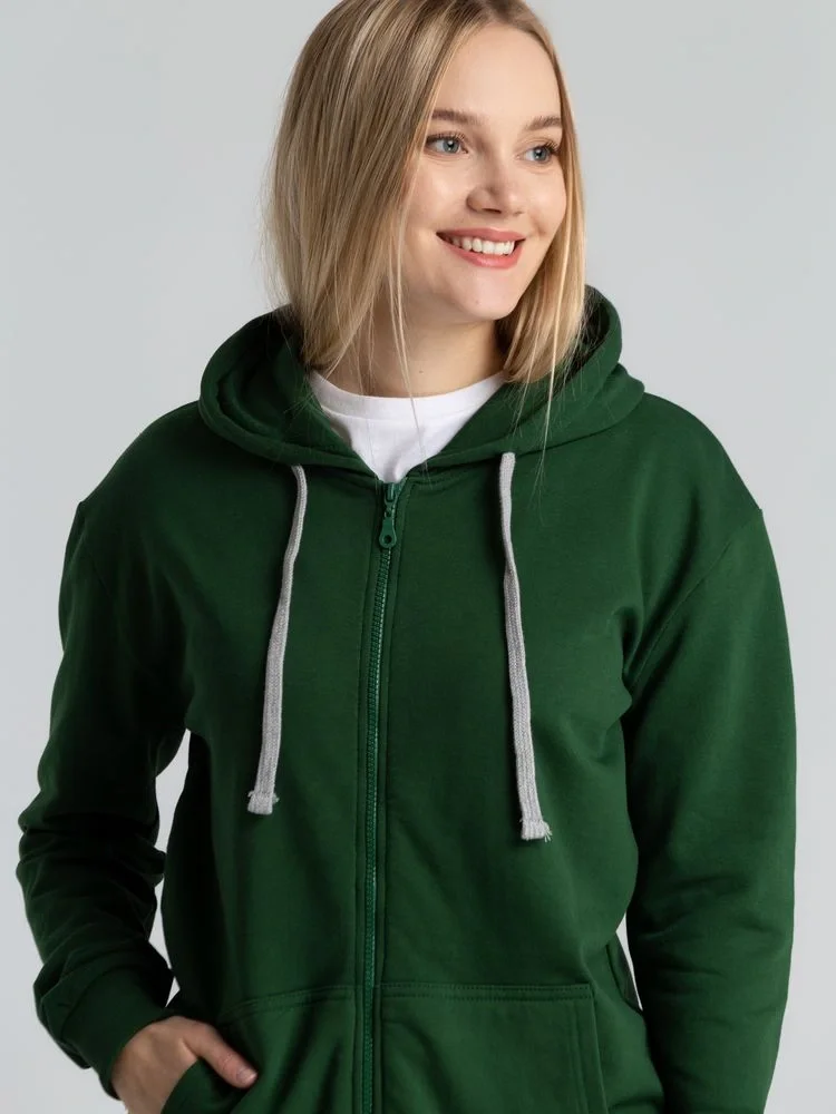 Толстовка с капюшоном на молнии Unit Siverga Heavy, темно-зеленая - фото 21