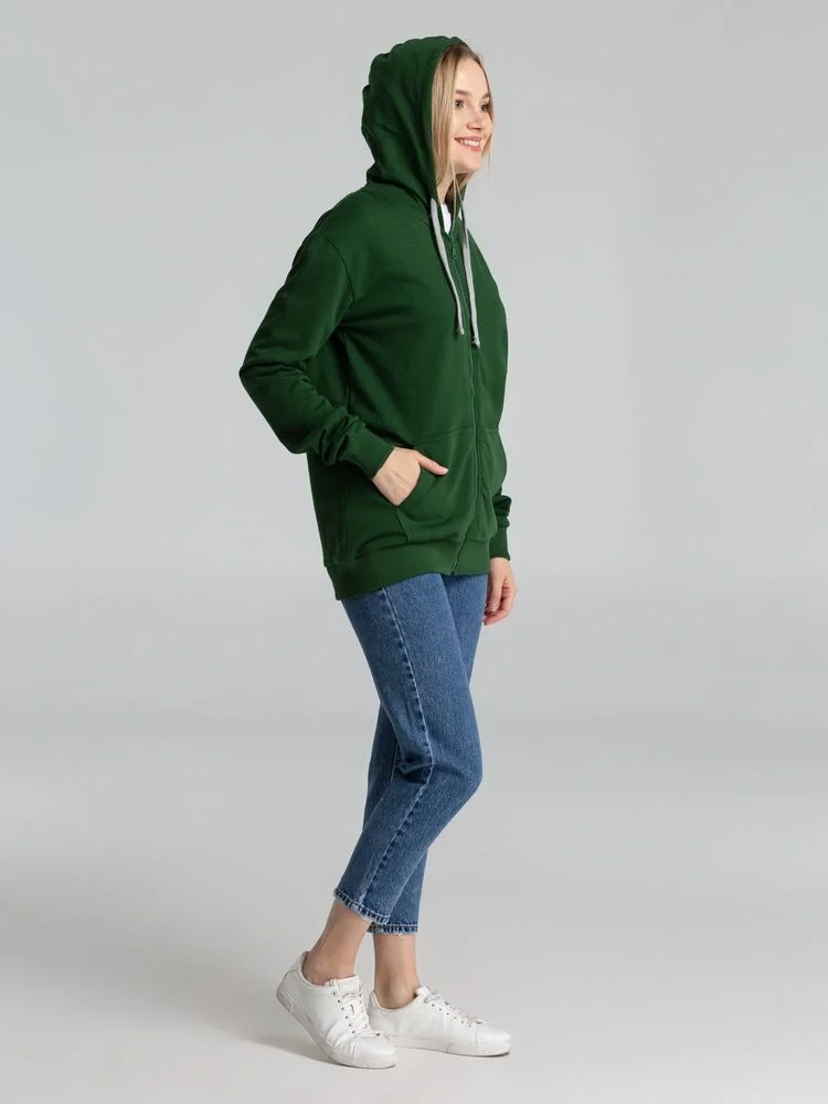 Толстовка с капюшоном на молнии Unit Siverga Heavy, темно-зеленая - фото 22
