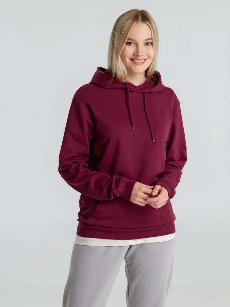 Толстовка с капюшоном унисекс Hoodie, бордовая - фото 12