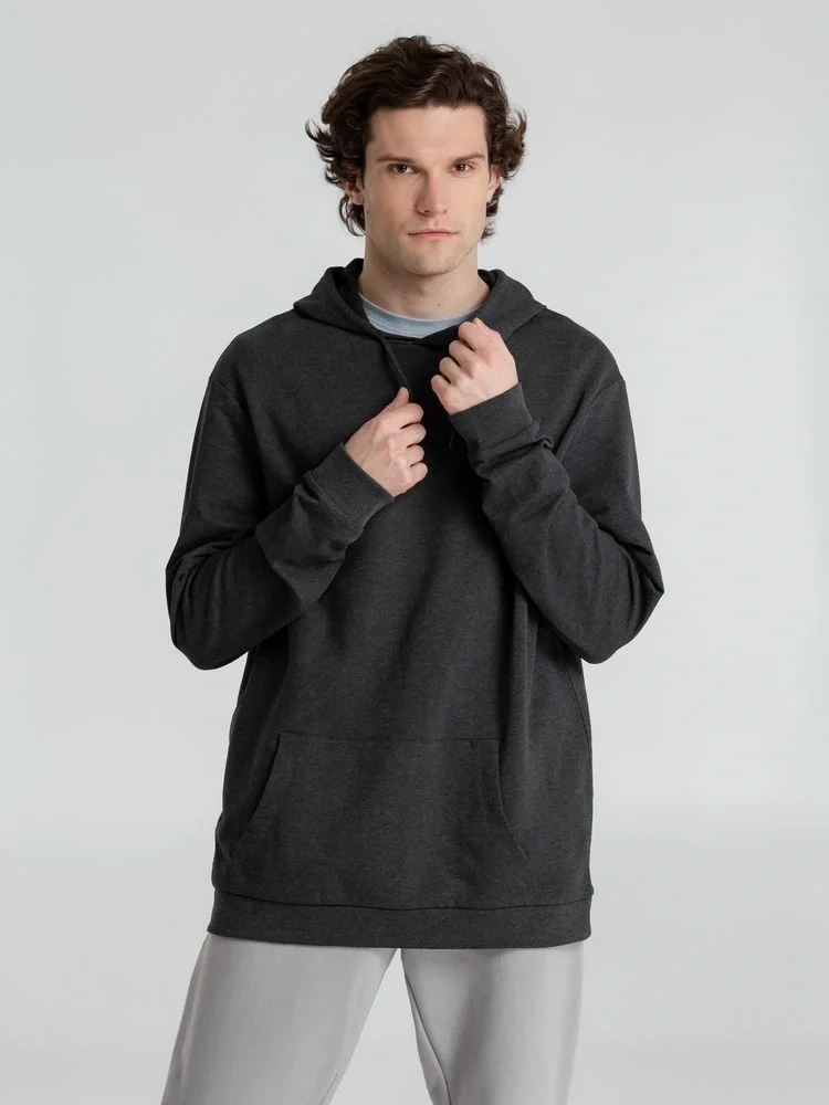 Толстовка с капюшоном унисекс Hoodie, серый меланж (антрацит) - фото 12