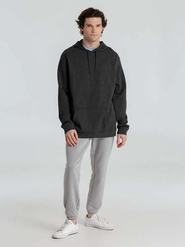 Толстовка с капюшоном унисекс Hoodie, серый меланж (антрацит) - фото 15