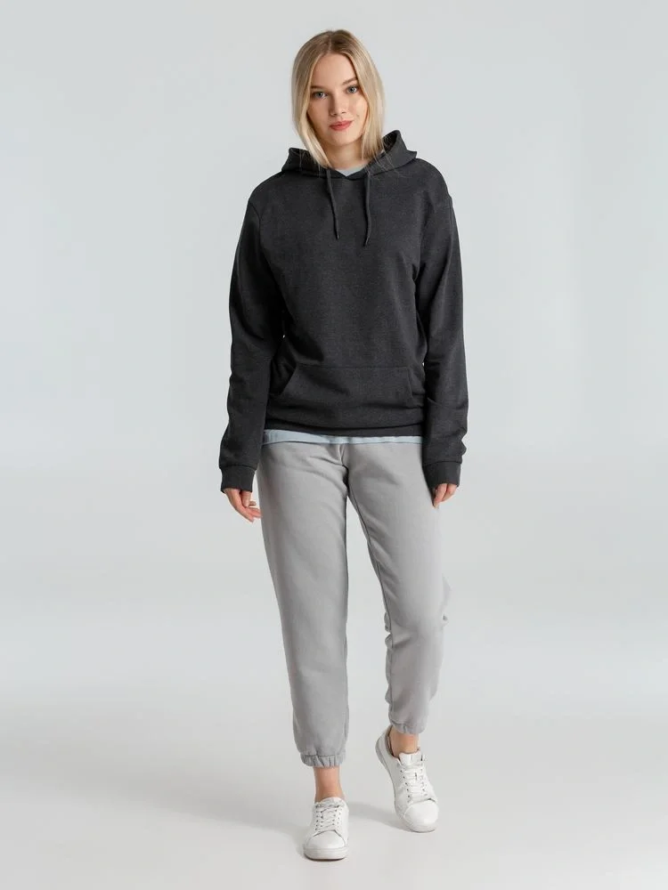 Толстовка с капюшоном унисекс Hoodie, серый меланж (антрацит) - фото 21