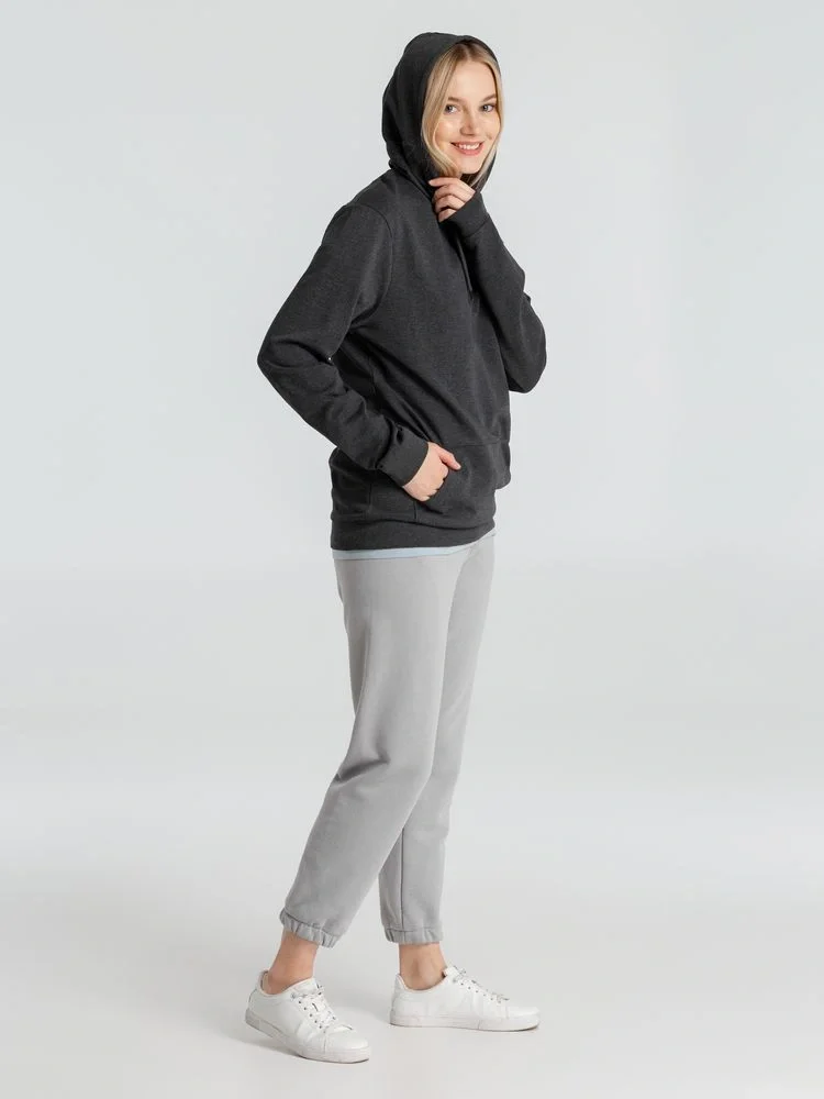 Толстовка с капюшоном унисекс Hoodie, серый меланж (антрацит) - фото 22