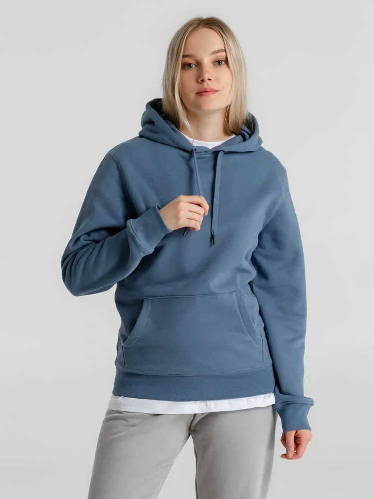 Толстовка с капюшоном унисекс King, серо-синяя - фото 8