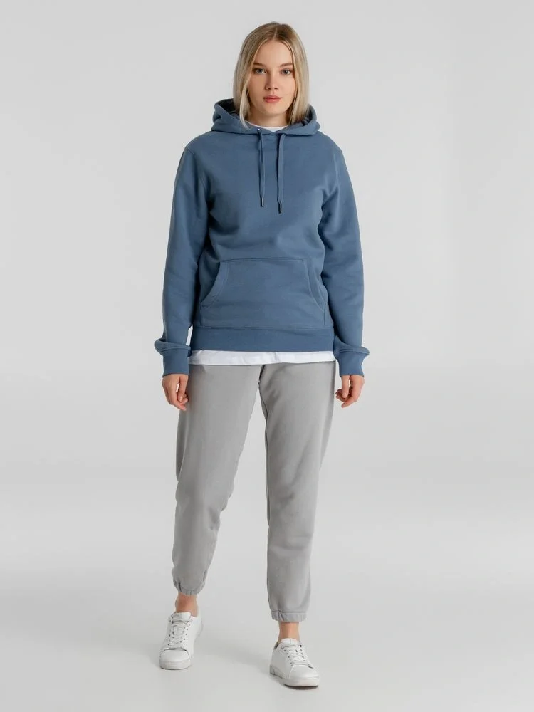 Толстовка с капюшоном унисекс King, серо-синяя - фото 9