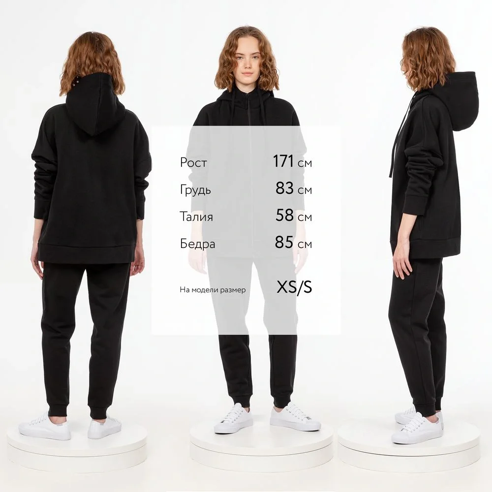 Толстовка унисекс H3, черная - фото 4