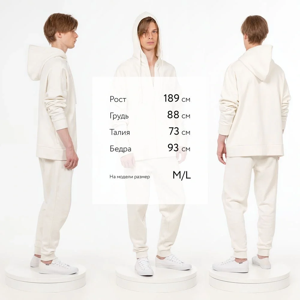 Толстовка унисекс H3, молочно-белая - фото 6