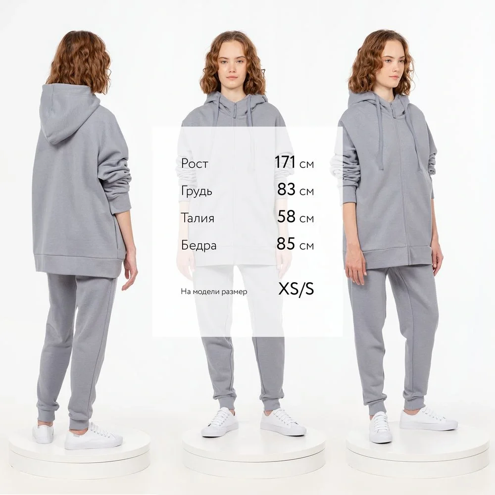 Толстовка унисекс H3, серая - фото 4