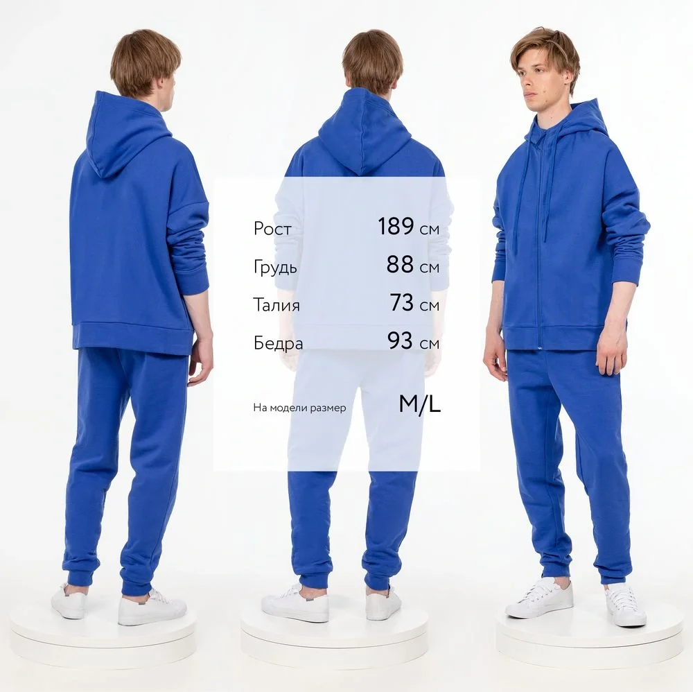 Толстовка унисекс H3, синяя - фото 6