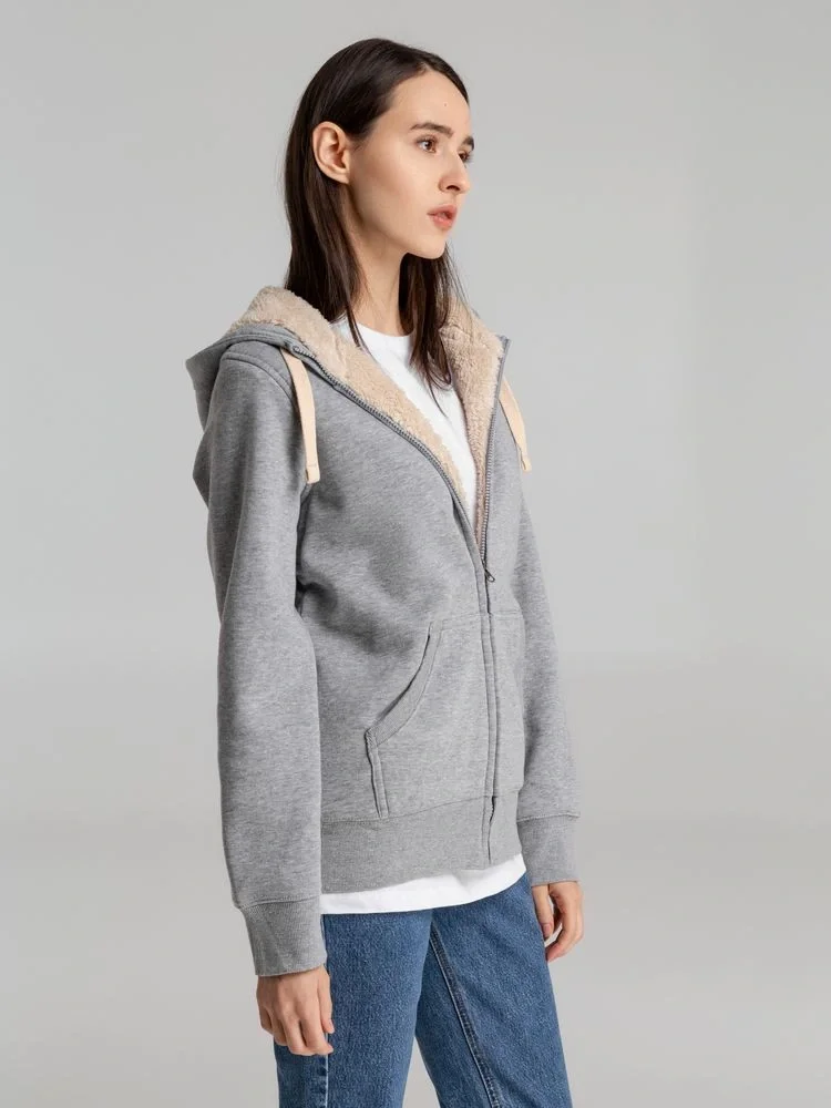 Толстовка унисекс на молнии Sherpa 280, серый меланж - фото 14