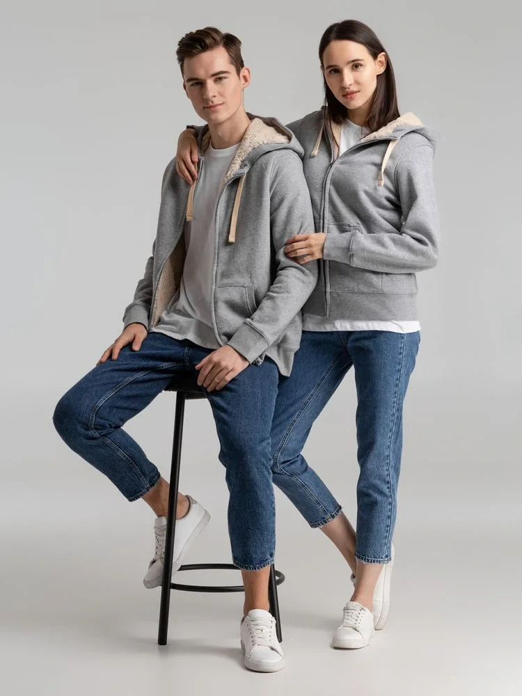 Толстовка унисекс на молнии Sherpa 280, серый меланж - фото 20