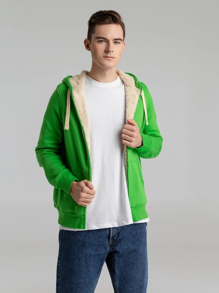 Толстовка унисекс на молнии Sherpa 280, ярко-зеленая - фото 17