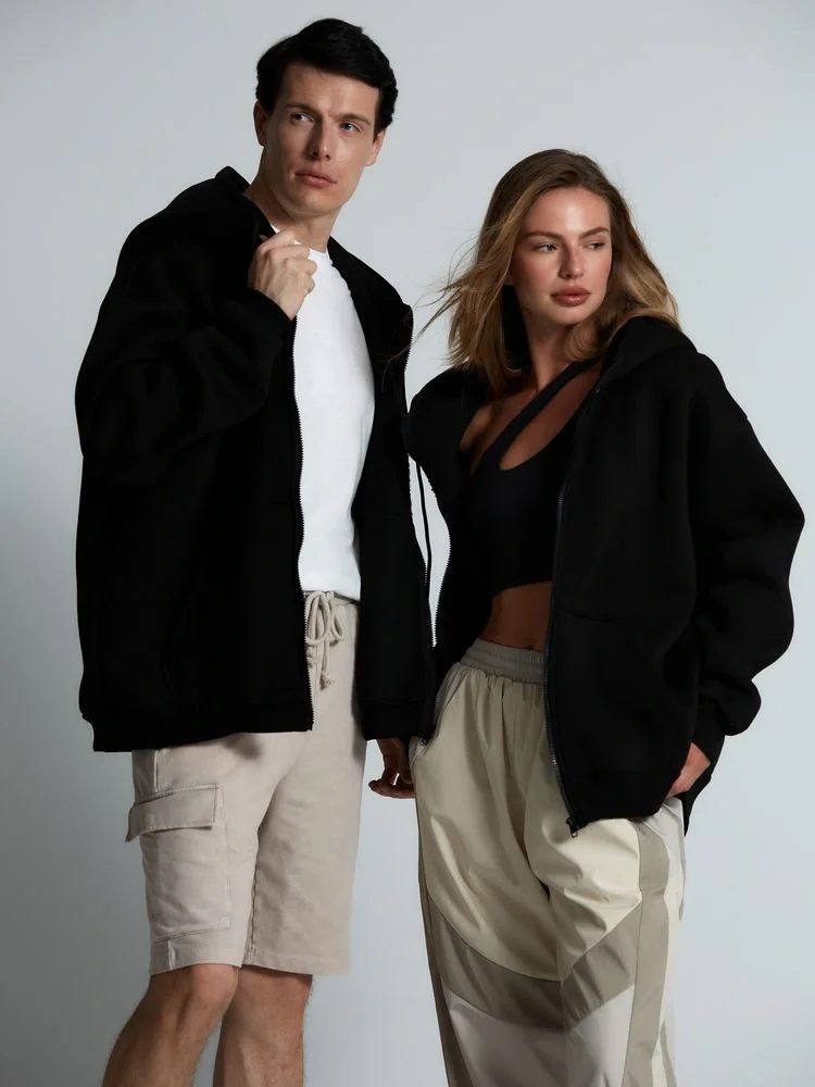 Толстовка унисекс оверсайз Zippy, черная - фото 14