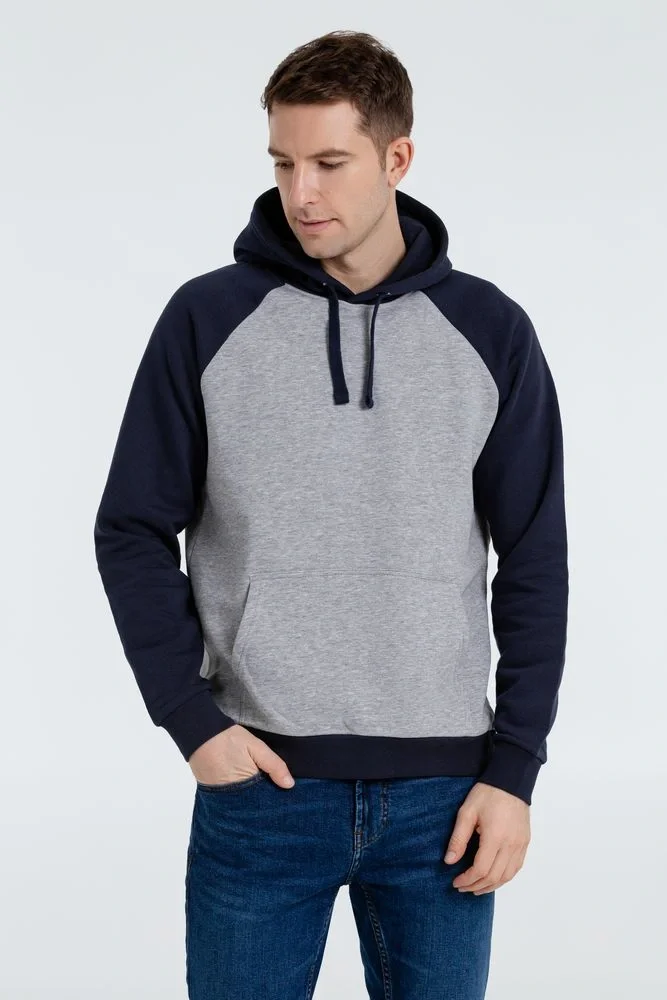 Толстовка унисекс Seattle, серый меланж c темно-синим - фото 7