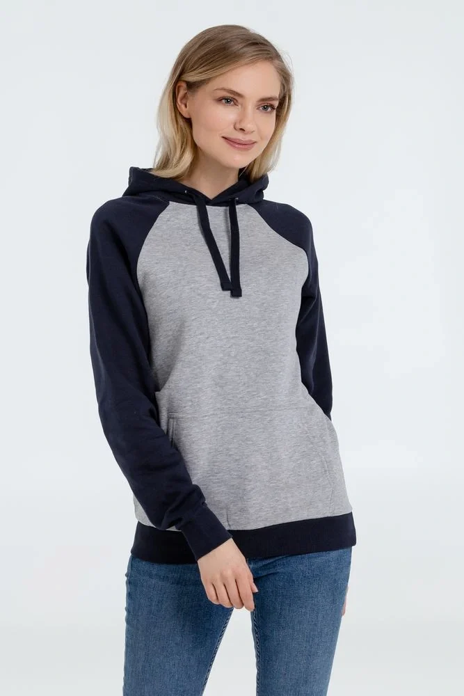 Толстовка унисекс Seattle, серый меланж c темно-синим - фото 9