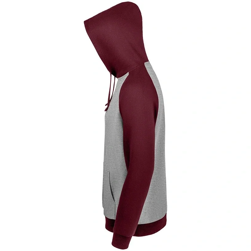 Толстовка унисекс Seattle, серый меланж с бордовым - фото 4