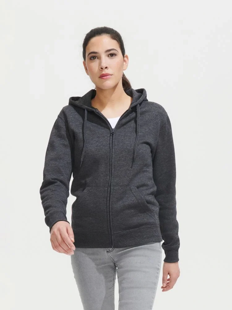 Толстовка женская на молнии с капюшоном Seven Women, серый меланж - фото 7