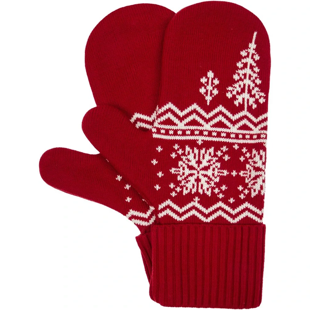 Варежки Elnik, красные с молочно-белым - фото 1